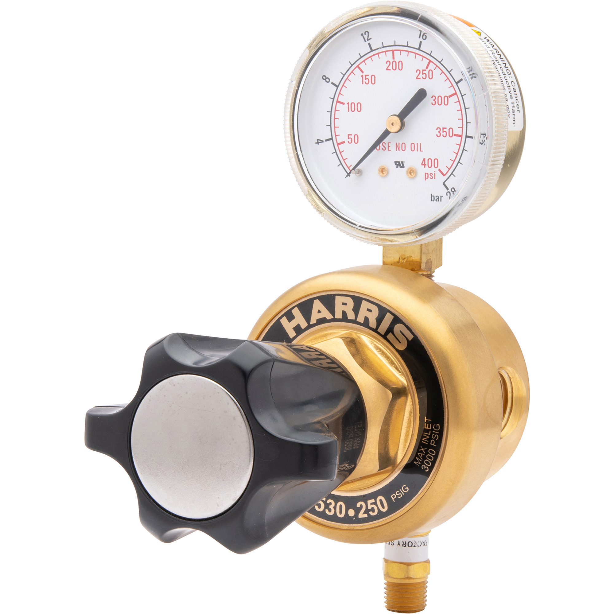 Harris HP3530-250 Brass Barstock In-Line Manifold Regulator for Pipeline, For Non-Corrosive Gas, 3000 PSIG, Model# 4000803